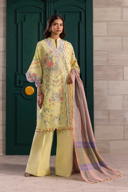 Unstitched 3 Pcs Embroidered Lawn Suit  SSS-102