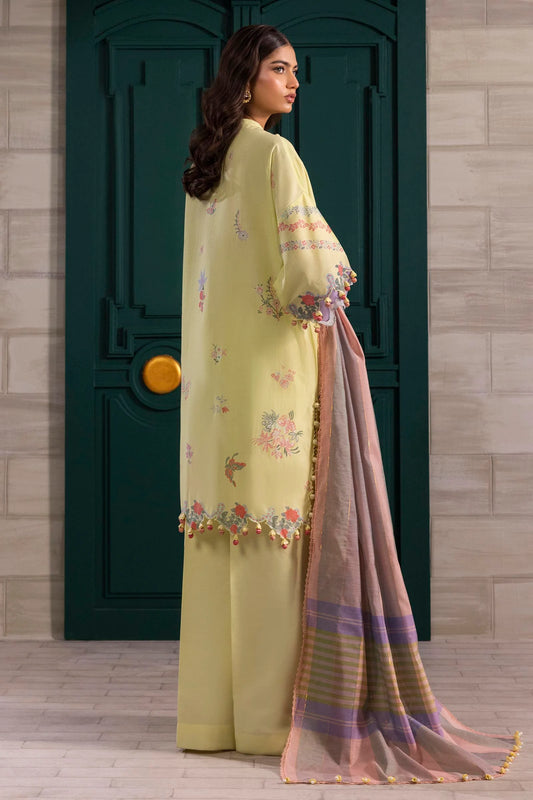 Unstitched 3 Pcs Embroidered Lawn Suit  SSS-102