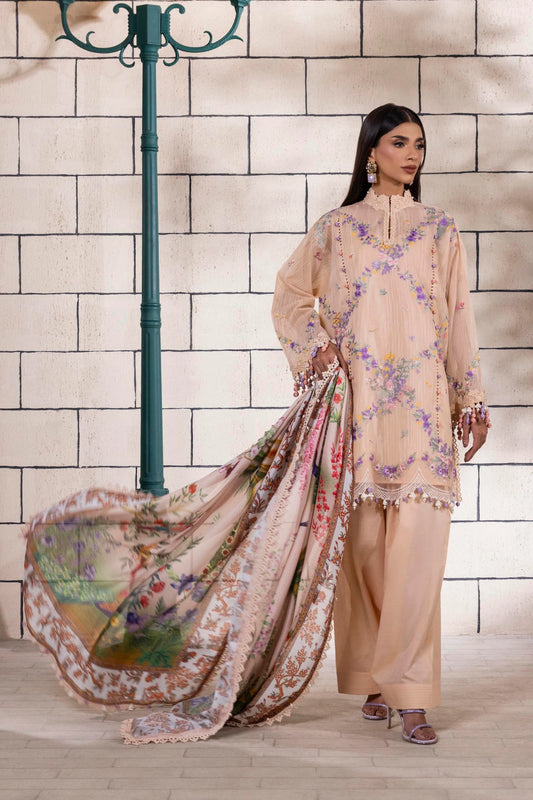 Unstitched 3 Pcs Embroidered Lawn Suit  SSS-103