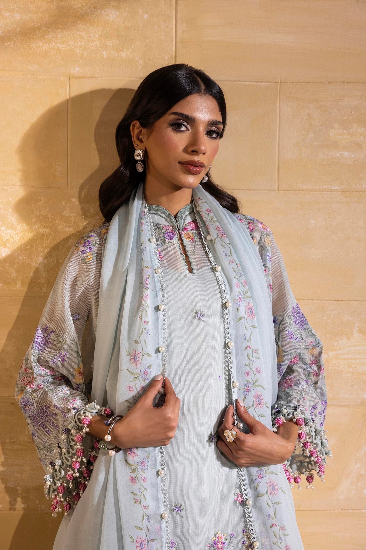 Unstitched 3 Pcs Embroidered Lawn Suit  SSS-106