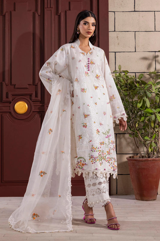 Unstitched 3 Pcs Embroidered Lawn Suit  SSS-107