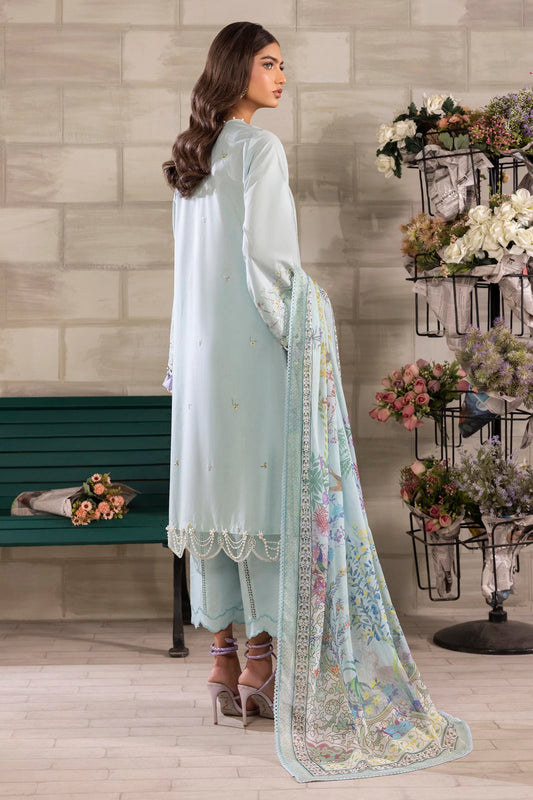 Unstitched 3 Pcs Embroidered Lawn Suit  SSS-109