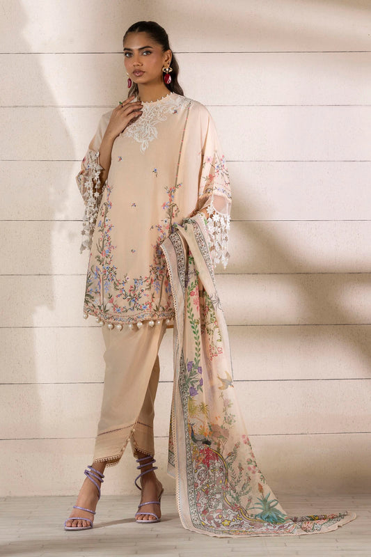 Unstitched 3 Pcs Embroidered Lawn Suit  SSS-110