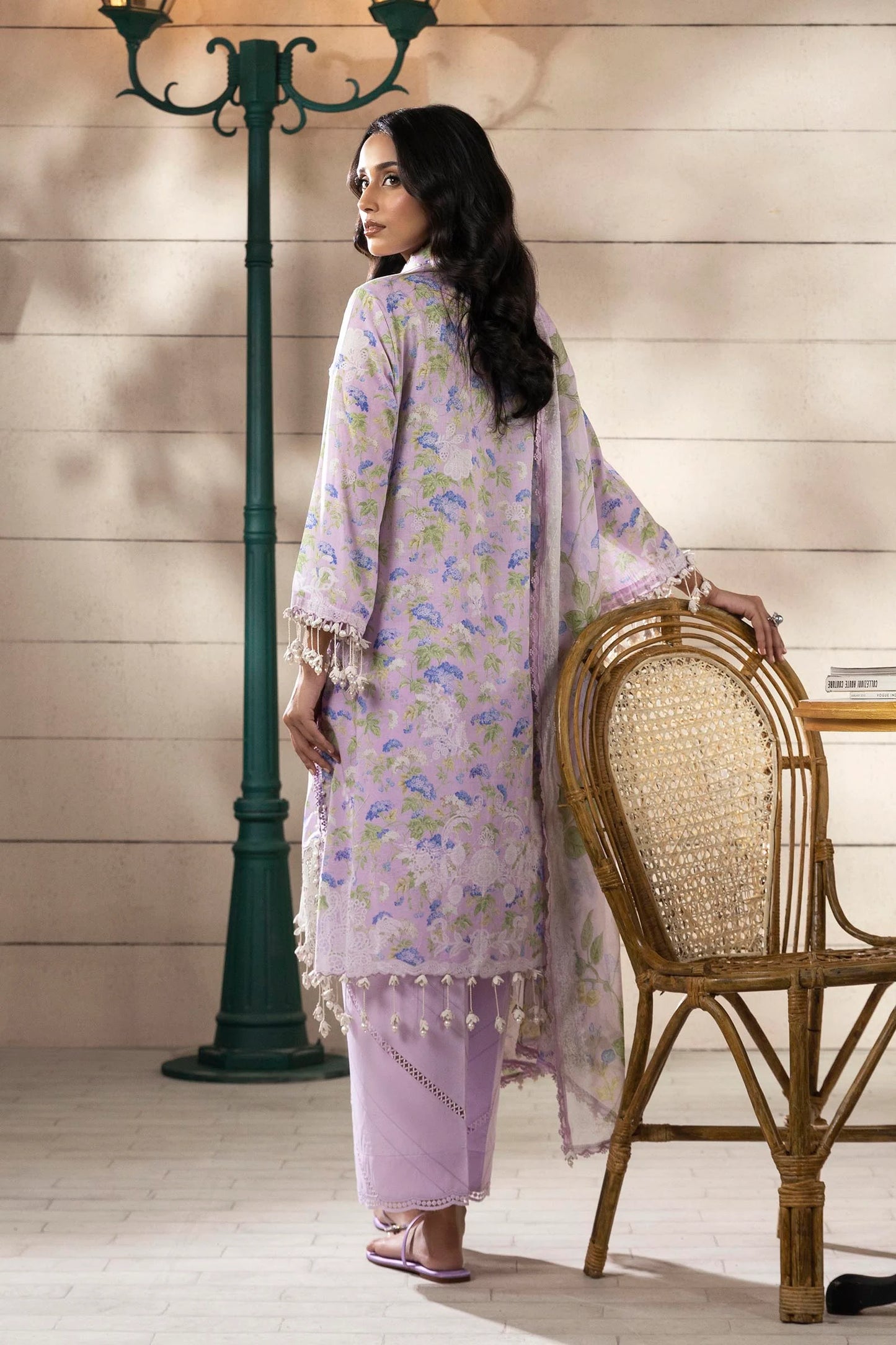 Unstitched 3 Pcs Embroidered Lawn Suit  SSS-111