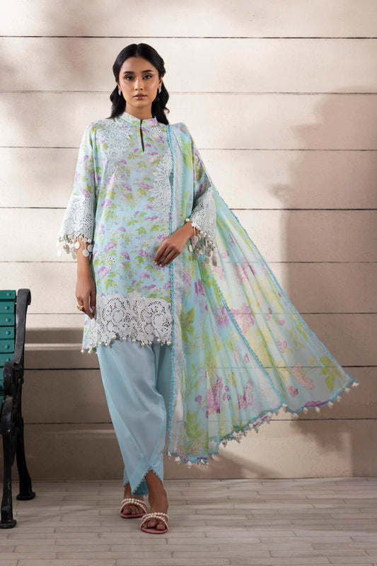 Unstitched 3 Pcs Embroidered Lawn Suit  SSS-112