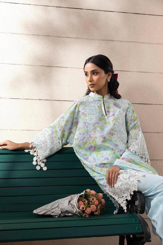 Unstitched 3 Pcs Embroidered Lawn Suit  SSS-112