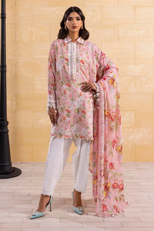 Unstitched 3 Pcs Embroidered Lawn Suit  SSS-113