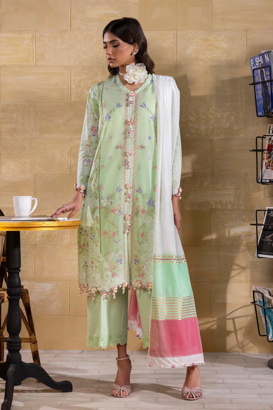 Unstitched 3 Pcs Embroidered Lawn Suit  SSS-115