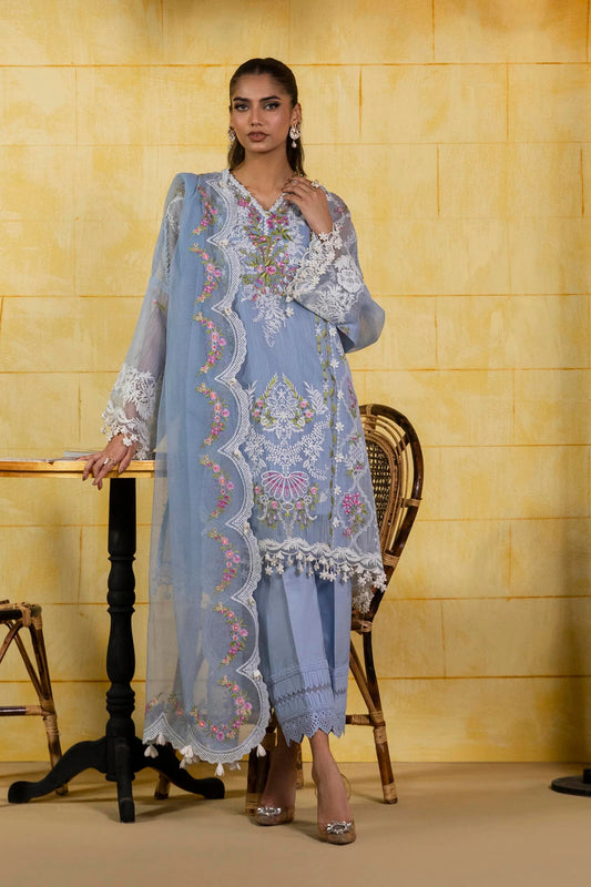 Unstitched 3 Pcs Embroidered Lawn Suit  SSS-118