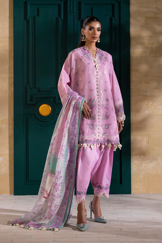 Unstitched 3 Pcs Embroidered Lawn Suit  SSS-120