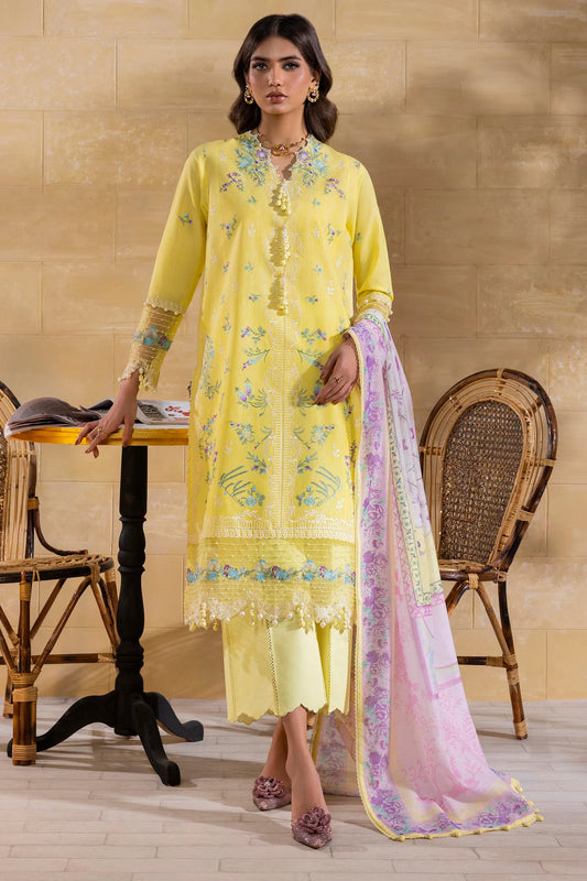 Unstitched 3 Pcs Embroidered Lawn Suit  SSS-121