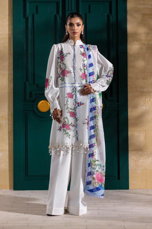 Unstitched 3 Pcs Embroidered Lawn Suit  SSS-124