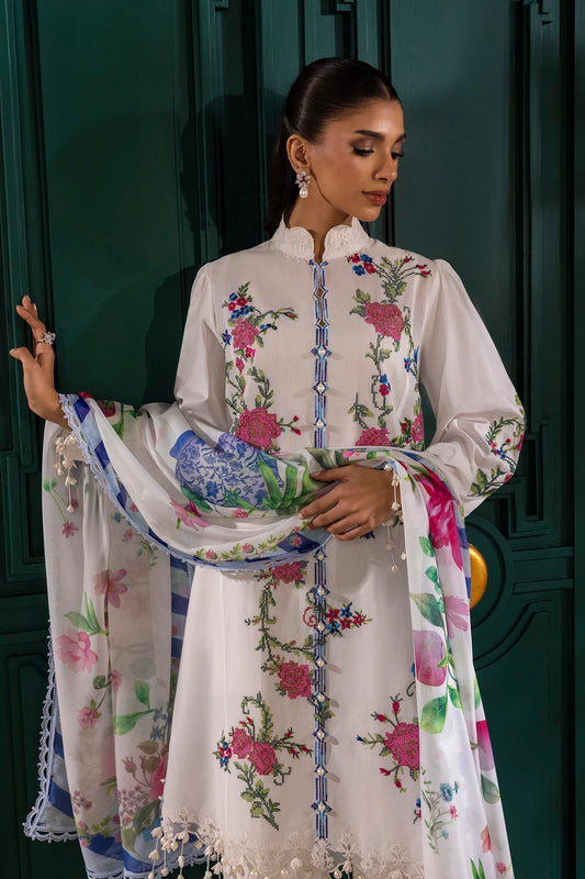 Unstitched 3 Pcs Embroidered Lawn Suit  SSS-124