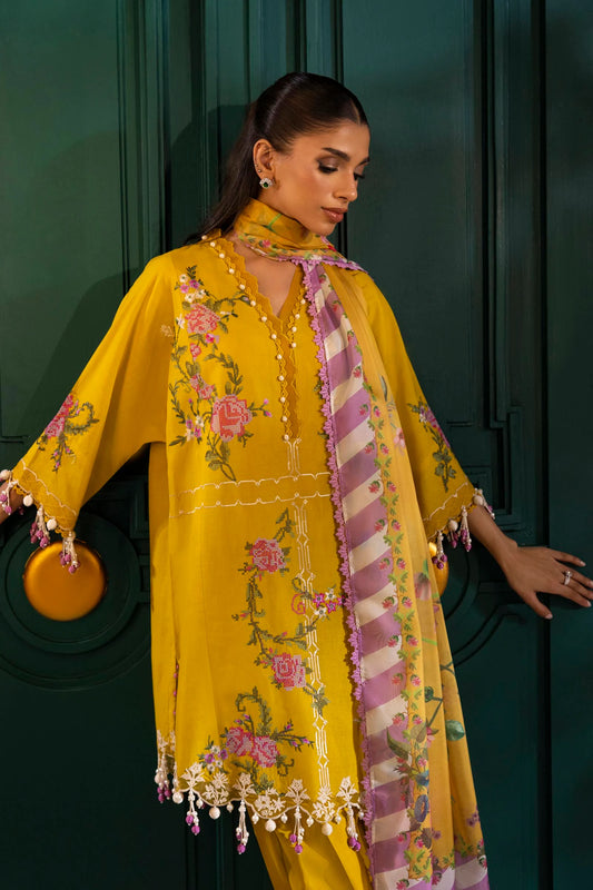 Unstitched 3 Pcs Embroidered Lawn Suit  SSS-125