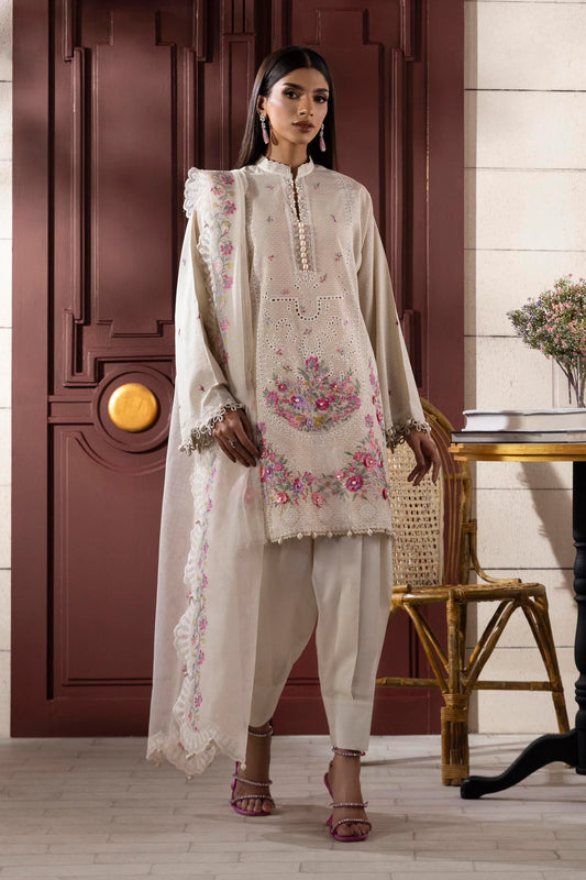 Unstitched 3 Pcs Embroidered Lawn Suit  SSS-126