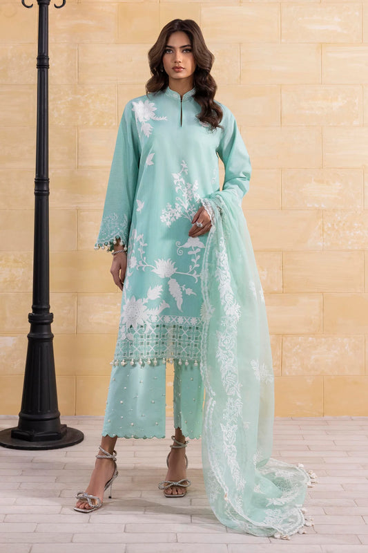 Unstitched 3 Pcs Embroidered Lawn Suit  SSS-128