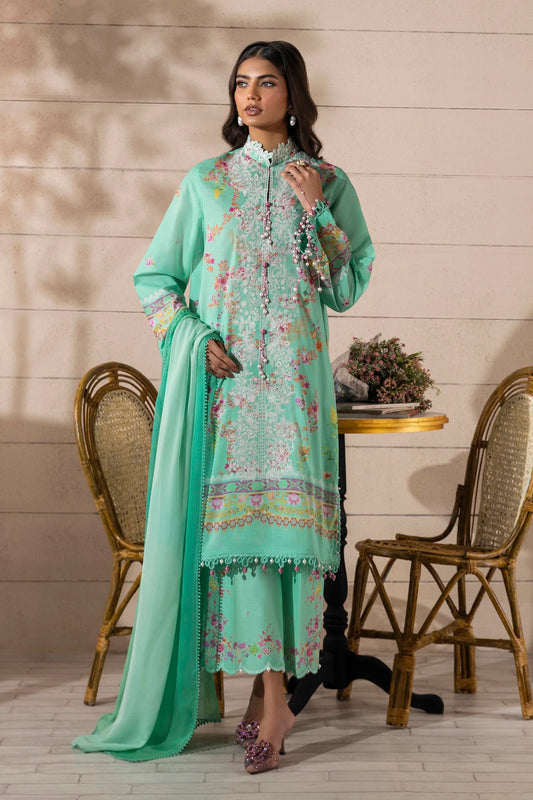 Unstitched 3 Pcs Embroidered Lawn Suit  SSS-130